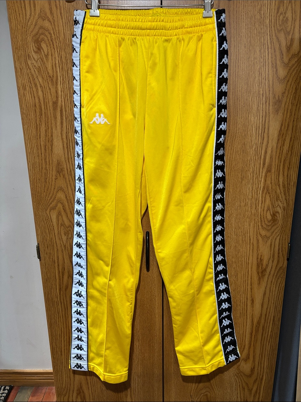 Kappa Yellow Track Joggers with Black & White Logo Tape